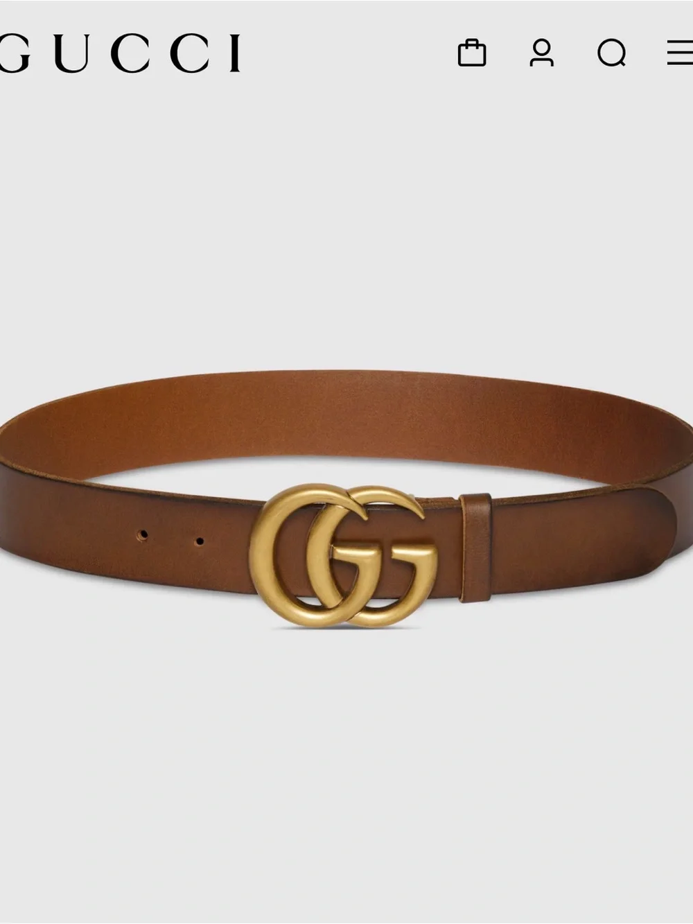 Gucci Brown Leather Belt with Gold Double G Buckle
